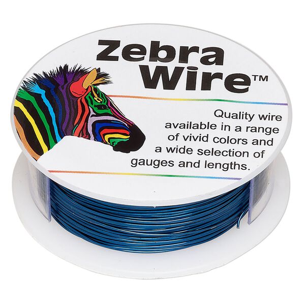 Wire, Zebra Wire™, color-coated copper, sapphire blue, round, 24 gauge. Sold per 1/4 pound spool, approximately 71 yards. image number 0