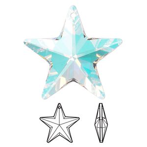 Drop 1pk crystal AB, Crystal Passions® 28x27mm pendant star 6714