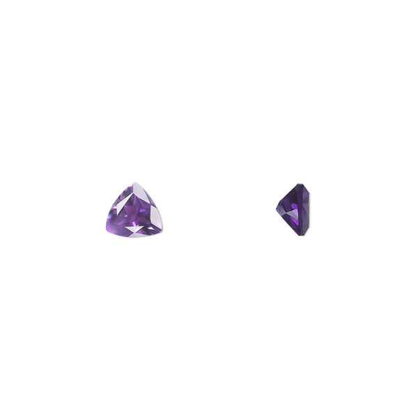 Gem, amethyst (natural), light to medium, 5x5mm faceted triangle, A grade, Mohs hardness 7. Sold per pkg of 2. image number 0