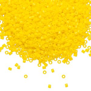 Seed bead, Delica®, glass, pkg/250g, #11 round, opaque canary (DB-1132).