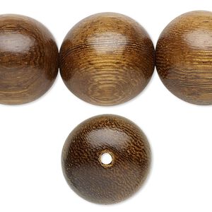 Bead, robles wood (waxed), 19-20mm hand-cut round. Sold per 15-1/2 to 16-inch strand.