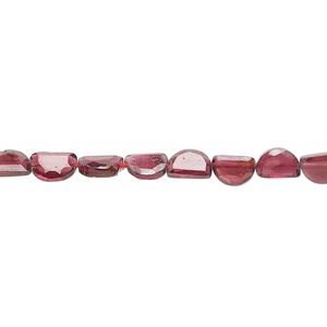 Garnet 1pkg1, hand-cut top-drilled faceted flat half-round bead 15.5-16 inch 6x4mm-6x5mm