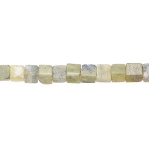 New "jade" 1pkg1, cube bead natural, 15 inch 4-5mm