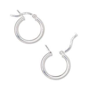 Earring hoop 1pkg2 sterling silver-filled, 15mm round / 2.5mm wide / latch-back, 1 pair