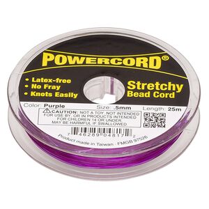 Cord, Powercord®, elastic, purple, 0.5mm, 4-pound test. Sold per 25-meter spool.