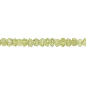 Peridot 1pkg1, hand-cut faceted rondelle bead natural 15.5-16 inch 5x2mm-5x4mm