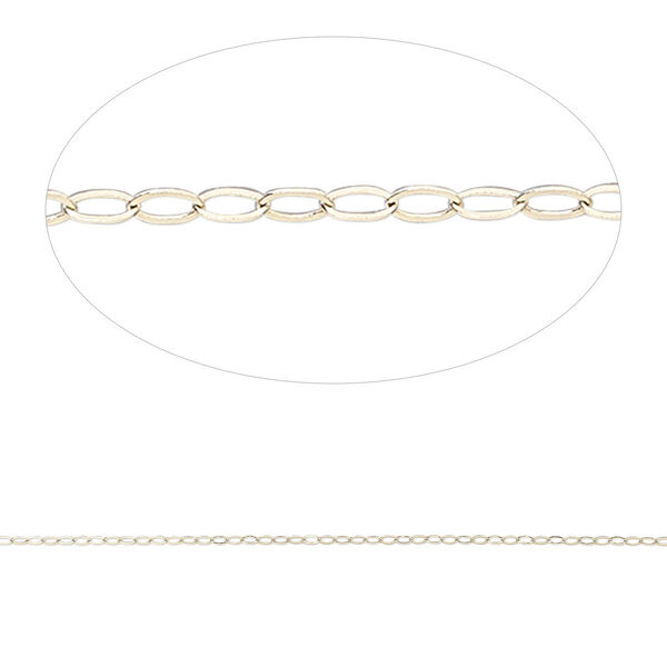 Chain, Gossamer™, 14Kt gold, 0.5mm drawn cable. Sold per pkg of 5 feet. image number 0