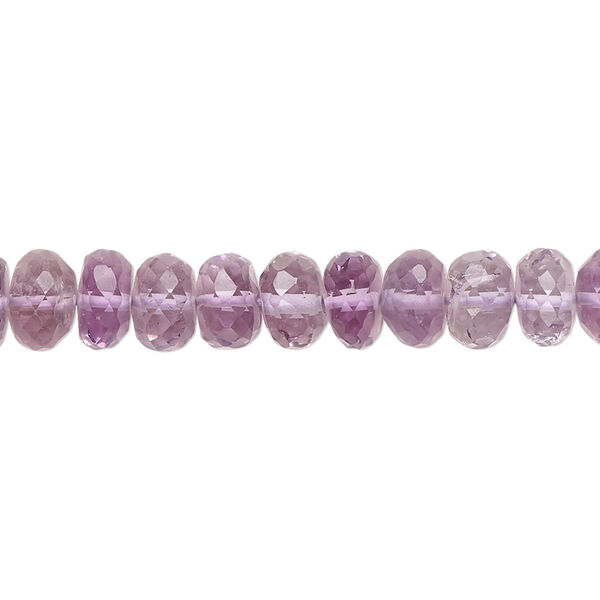 Bead, lavender amethyst (natural), 5x2mm-7x4mm hand-cut micro-faceted rondelle with 0.4-1.4mm hole, B+ grade, Mohs hardness 7. Sold per 7-1/2 inch strand. image number 0