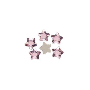 Flat back 6pk rose foil back, Crystal Passions® 6mm star flower 3754