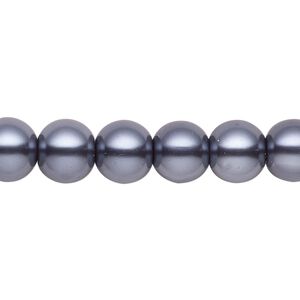 Bead, crystal pearl, gunmetal, 9-10mm round. Sold per pkg of (2) 15-1/2" to 16" strands, approximately 80 beads.