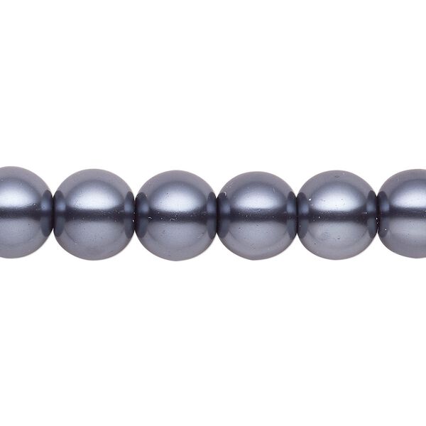 Bead, crystal pearl, gunmetal, 9-10mm round. Sold per pkg of (2) 15-1/2" to 16" strands, approximately 80 beads. image number 0