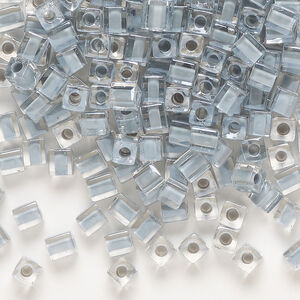 Seed bead, Miyuki 1pkg10g, glass, 3.5-3.7mm square, transparent grey inside dyed color clear (SB-240)
