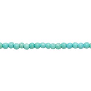 Bead, "turquoise" (resin) (imitation), light teal green, 2-3mm round. Sold per 15-inch strand.