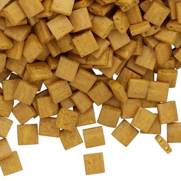 Seed bead, TILA®, glass, pkg/10g, 5mm full tila square, opaque matte brown, (TL-2312). image number 0