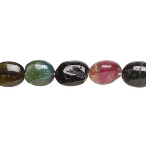 Multi-tourmaline 1pkg1, hand-cut puffed oval bead natural 13 inch 7x7mm-12x9mm