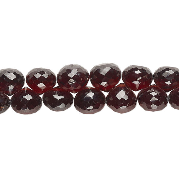 Bead, garnet (natural), 7-8mm hand-cut top-drilled faceted teardrop, B+ grade, Mohs hardness 7 to 7-1/2. Sold per 8-inch strand, approximately 55 beads. image number 0