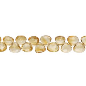 Citrine 1pkg1, hand-cut top-drilled faceted puffed teardrop bead 8 inch 6x5mm-6x6mm
