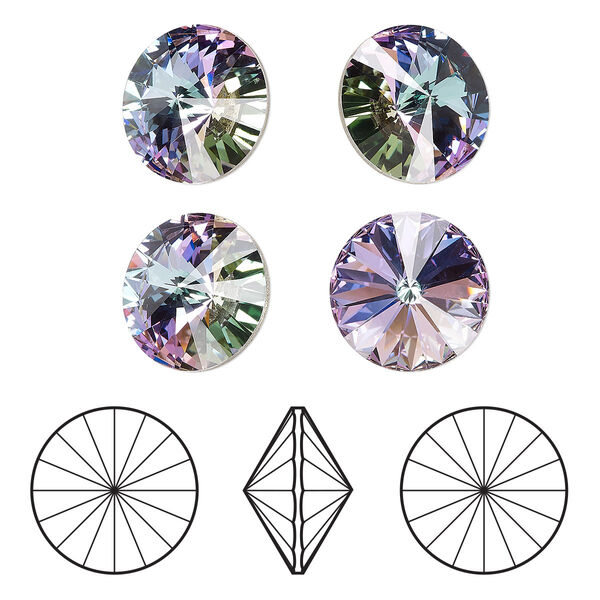 Chaton 4pk crystal vitrail light foil back, Crystal Passions® 16mm rivoli 1122 image number 0