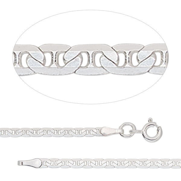 Chain, sterling silver, 2.2mm flat anchor, 18 inches with springring clasp. Sold individually. image number 0