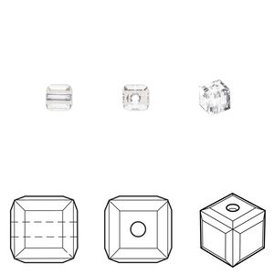 Bead 288pk crystal, Swarovski® 4mm cube 5601