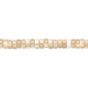 Bead, mother-of-pearl shell (natural), 5x2mm heishi, Mohs hardness 3-1/2. Sold per 15-1/2 to 16-inch strand.