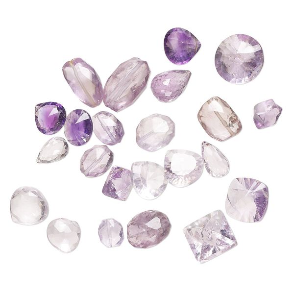 Amethyst 1pkg1, hand-cut top-drilled / center-drilled mixed shapes bead natural 1 oz mix 9x8mm-19x12mm image number 0
