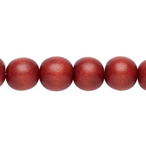 Bead 1pkg1, Taiwanese cheesewood (dyed / waxed), rust brown, 9-10 round, 15-1/2 to 16 inches.