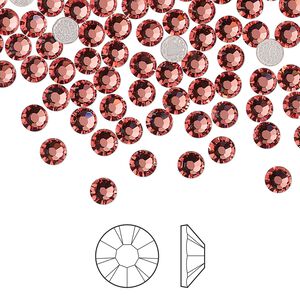 Flat back 1440pk rose peach foil back, Preciosa MAXIMA Czech crystal hotfix rhinestone 3.8-4mm chaton rose round SS16