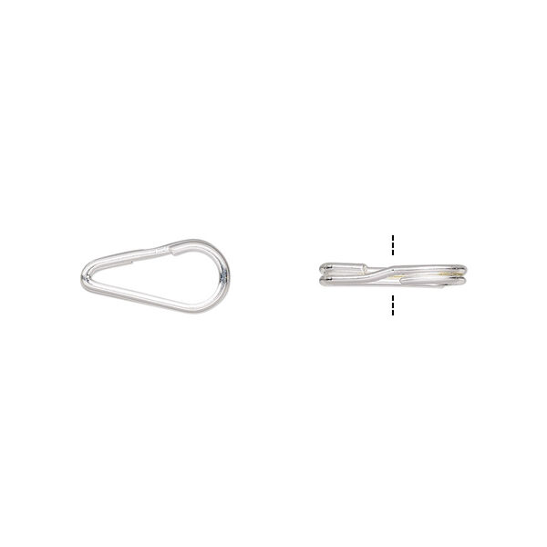 Split ring, silver-plated steel, 12x6mm teardrop with 9x3.5mm hole. Sold per pkg of 10. image number 0