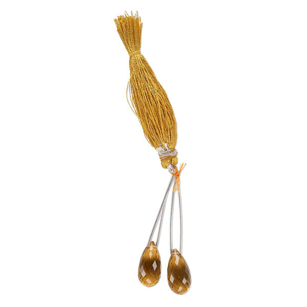 Golden quartz 1pkg2, hand-cut top-drilled faceted briolette bead 16x8mm image number 0