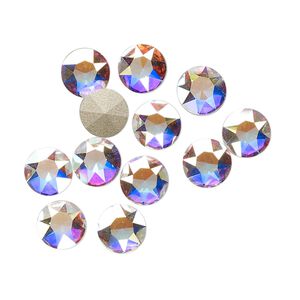 Round stone 12pk crystal AB foil back, Crystal Passions® 7.07-7.27mm light round SS34 1098