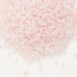 Seed bead, Delica®, glass, pkg/250g, #11 round, opaque inside dyed color luster baby pink (DB-0234).