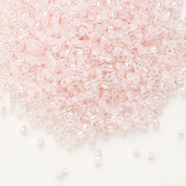 Seed bead, Delica®, glass, pkg/250g, #11 round, opaque inside dyed color luster baby pink (DB-0234). image number 0