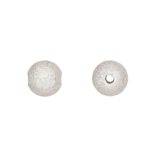 Bead, sterling silver, 10mm stardust round. Sold individually. image number 0