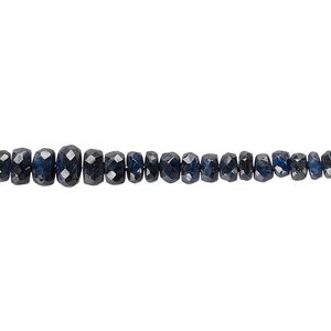 Blue sapphire 1pkg1, hand-cut faceted rondelle bead 15.5-16 inch graduated 2x1mm-5x3mm