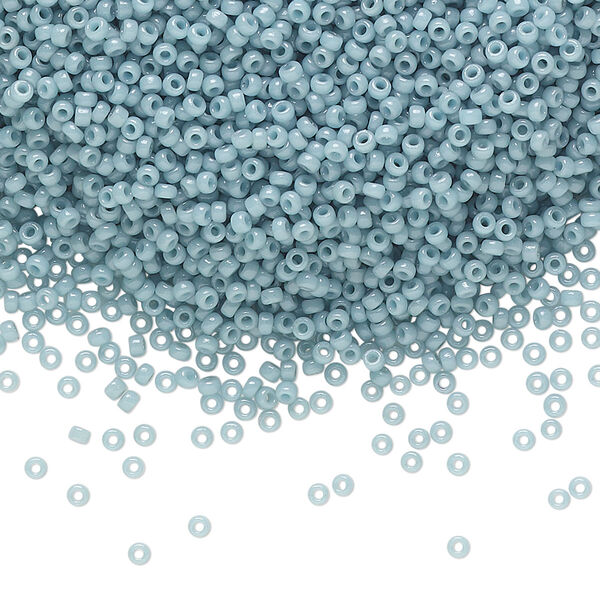 Seed bead, Miyuki, glass, pkg/35g, #15 rocaille, Duracoat® opaque outside dyed moody blue, (RR-4479). image number 0