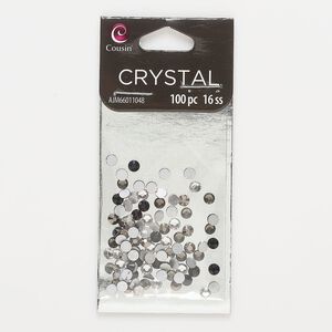 Flat back mix, flat back, glass, clear / black / grey, 3.8-4mm faceted round, SS16. Sold per pkg of 100.