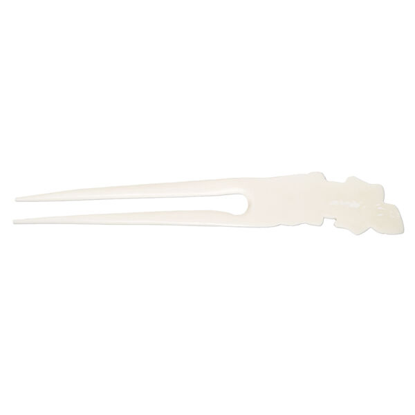Hair stick, bone (bleached), pkg/1, 6 to 6-1/2 inches with gecko. image number 1