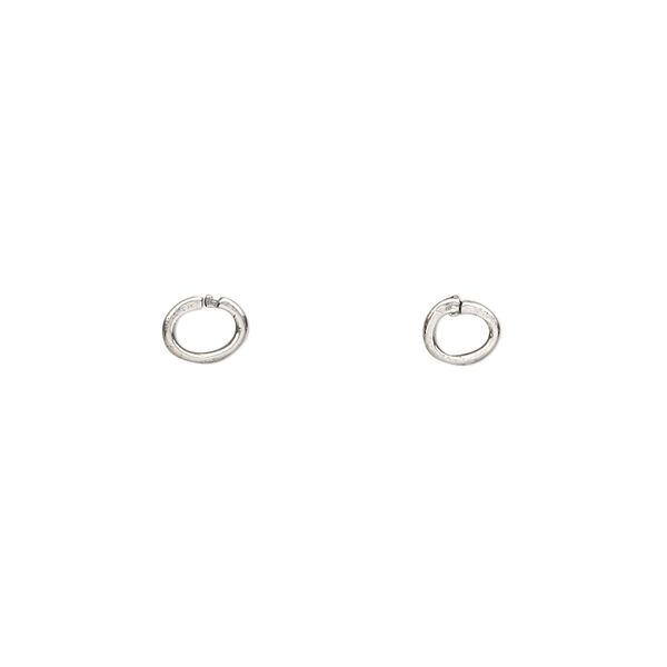 Loop Lock™, JBB Findings, antique silver-plated brass, 5x4mm oval. Sold per pkg of 4. image number 0