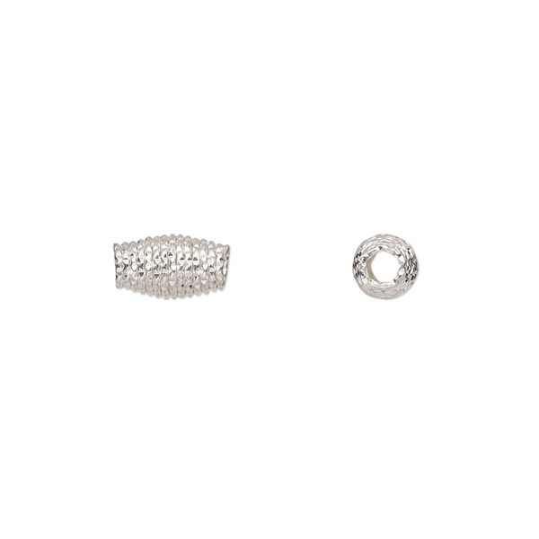 Bead, sterling silver, 8x5mm diamond-cut coiled oval. Sold per pkg of 2. image number 0