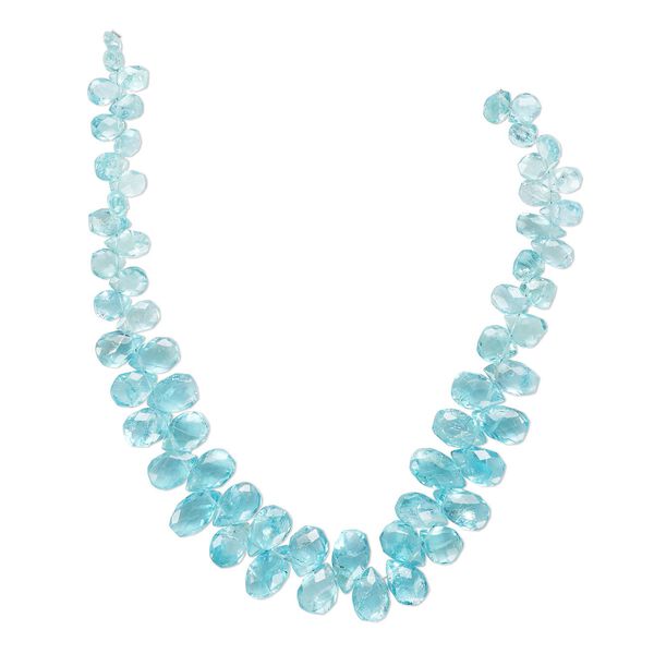 Apatite 1pkg1, hand-cut top-drilled faceted puffed teardrop bead natural 8 inch graduated 6x5mm-11x7mm image number 0