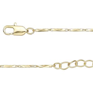 Chain 1pkg1 rectangle, 1.5mm diamond-cut tube / lobster claw clasp, gold-finished brass 16 inch