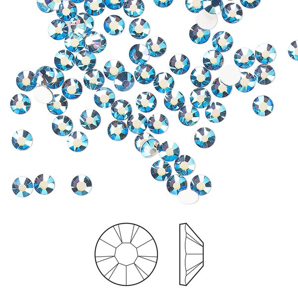 Flat back 1440pk denim blue AB foil back, Preciosa MAXIMA Czech crystal rhinestone 3-3.2mm chaton rose round SS12 image number 0