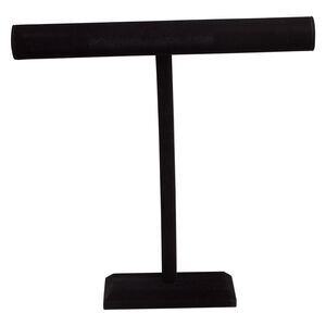 Display, necklace, velveteen and wood, black, 17 x 16-1/2 x 4 inches with 2-inch bar. Sold individually.