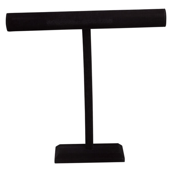 Display, necklace, velveteen and wood, black, 17 x 16-1/2 x 4 inches with 2-inch bar. Sold individually. image number 0