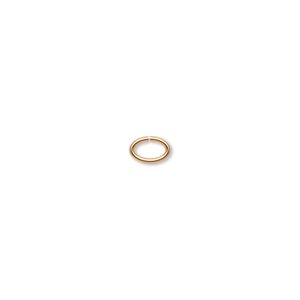 Jump ring, gold-plated brass, 6x4mm oval, 4.3x2.5mm inside diameter, 20 gauge. Sold per pkg of 1,000.