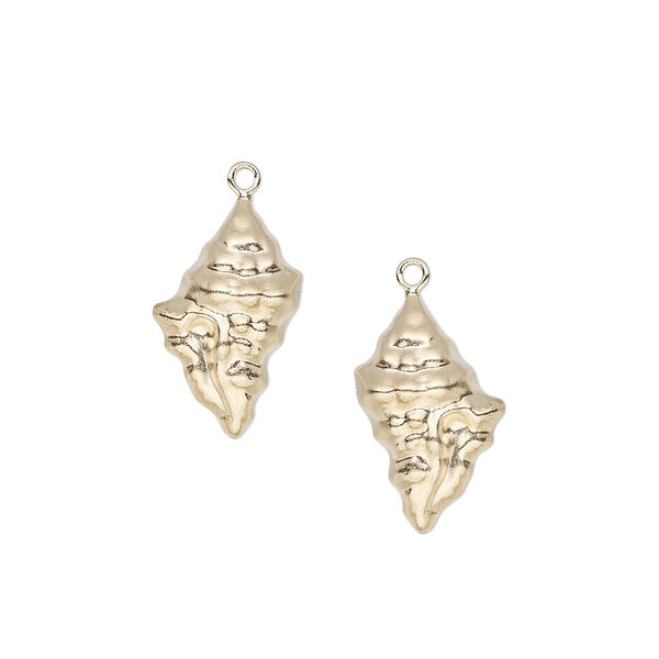 Charm, 14Kt gold-filled, 17x10mm single-sided left- and right-facing conch shell. Sold per pkg of 2. image number 0