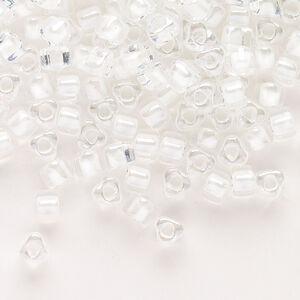 Seed bead, Miyuki 1pkg10g, glass, #5 triangle, transparent white inside dyed color clear (TR-1104)