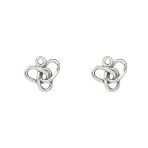 Drop, JBB Findings, sterling silver, 10x9mm knot with 3 loops. Sold per pkg of 2.