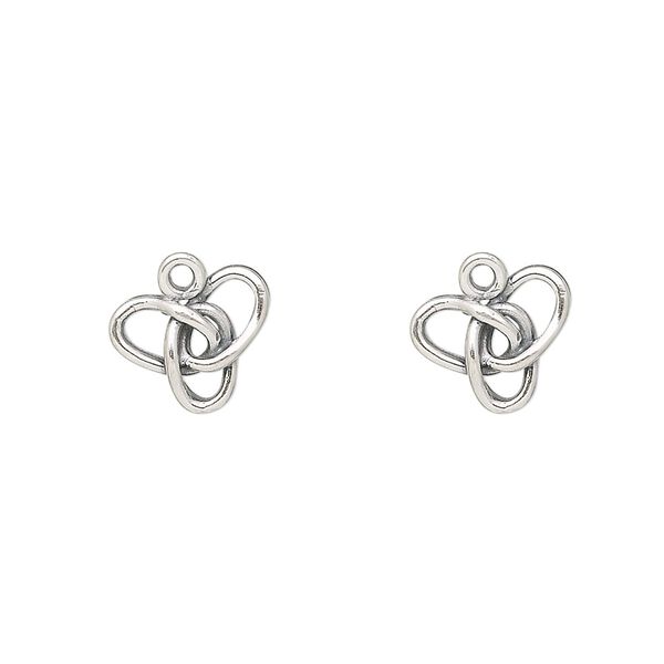 Drop, JBB Findings, sterling silver, 10x9mm knot with 3 loops. Sold per pkg of 2. image number 0
